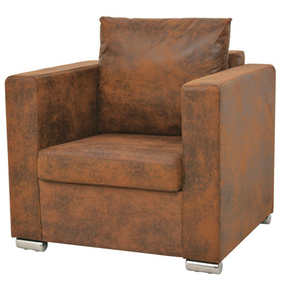 Dealsmate  Armchair Brown Faux Suede Leather