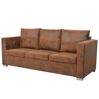 Dealsmate  3-Seater Sofa 191x73x82 cm Artificial Suede Leather