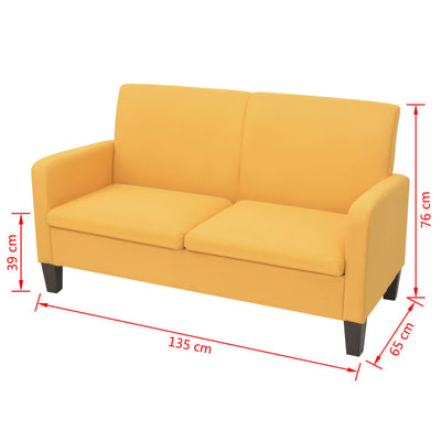 Dealsmate  2-Seater Sofa 135x65x76 cm Yellow