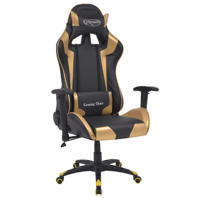 Dealsmate  Reclining Office Racing Chair Artificial Leather Gold