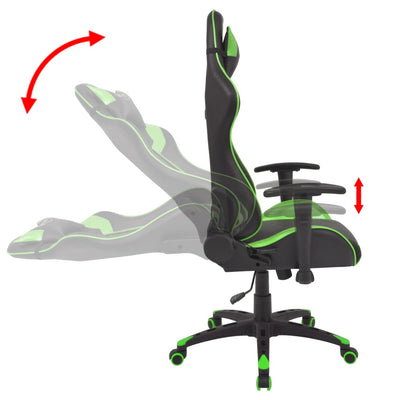 Dealsmate  Reclining Office Racing Chair Artificial Leather Green