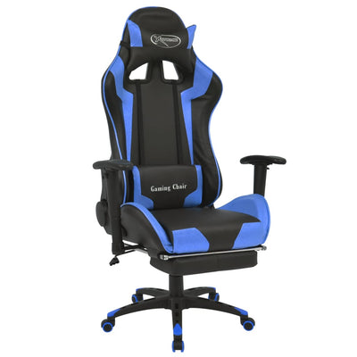 Dealsmate  Reclining Office Racing Chair with Footrest Blue