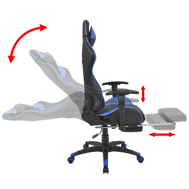 Dealsmate  Reclining Office Racing Chair with Footrest Blue