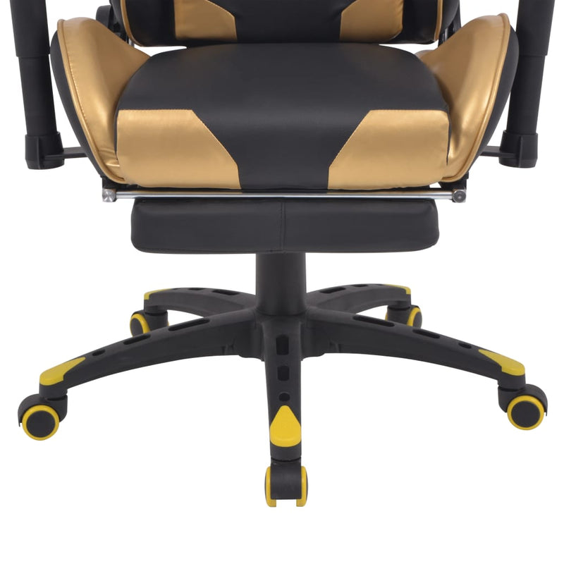 Dealsmate  Reclining Office Racing Chair with Footrest Gold