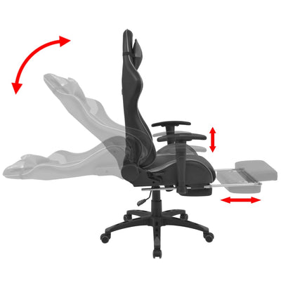 Dealsmate  Reclining Office Racing Chair with Footrest Grey