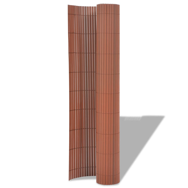 Dealsmate  Double-Sided Garden Fence PVC 90x300 cm Brown