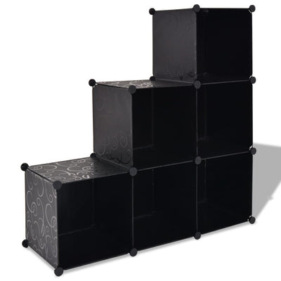 Dealsmate  Storage Cube Organiser with 6 Compartments Black