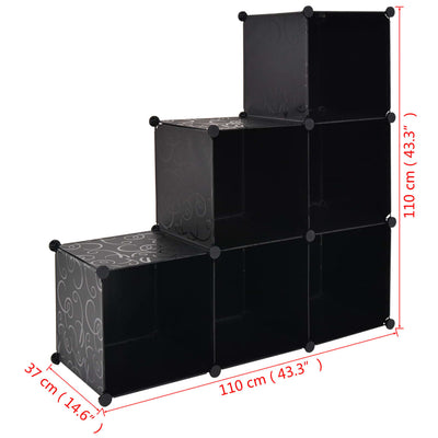 Dealsmate  Storage Cube Organiser with 6 Compartments Black