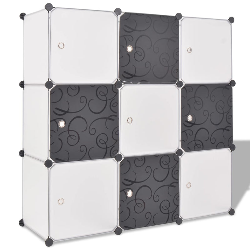 Dealsmate  Storage Cube Organiser with 9 Compartments Black and White