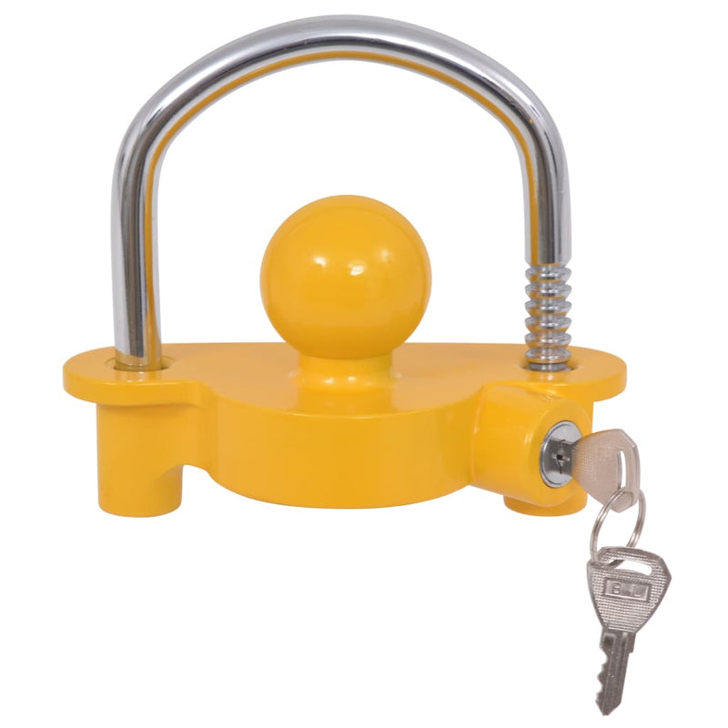 Dealsmate  Trailer Lock with 2 Keys Steel and Aluminium Alloy Yellow