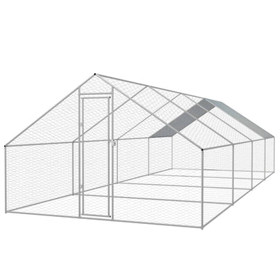 Dealsmate  Outdoor Chicken Cage Galvanised Steel 3x8x2 m