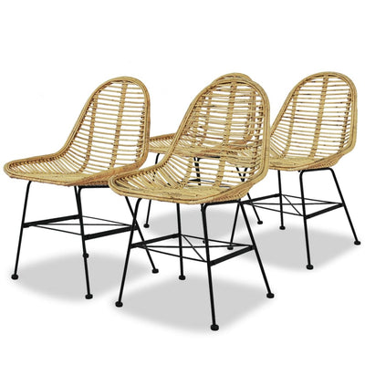 Dealsmate  Dining Chairs 4 pcs Natural Rattan