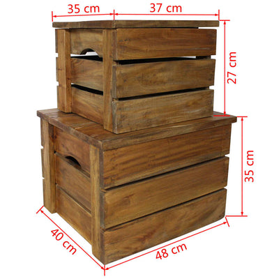Dealsmate  Storage Crate Set 2 Pieces Solid Reclaimed Wood