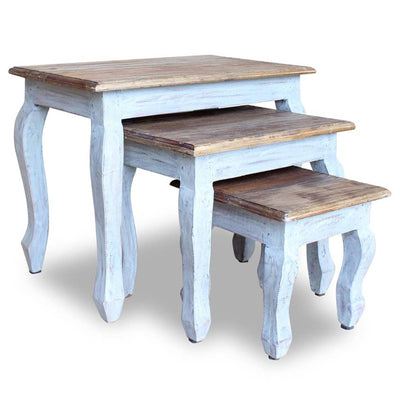 Dealsmate  Nesting Table Set 3 Pieces Solid Reclaimed Wood
