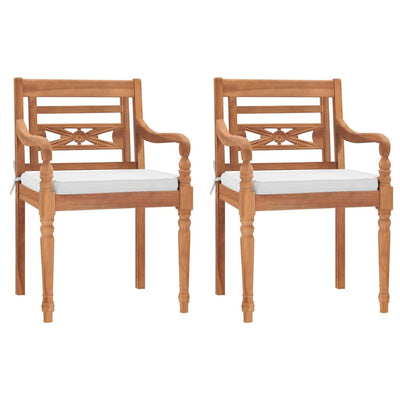 Dealsmate  Batavia Chairs 2 pcs with Cushions Solid Teak Wood