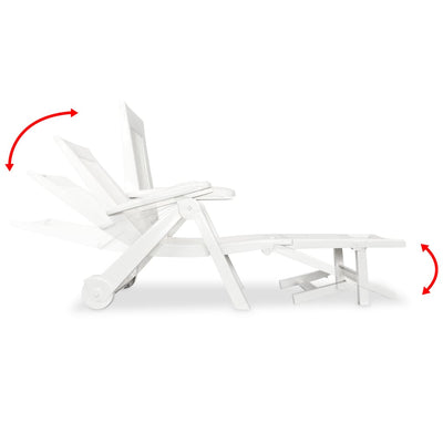 Dealsmate  Sun Lounger with Footrest Plastic White