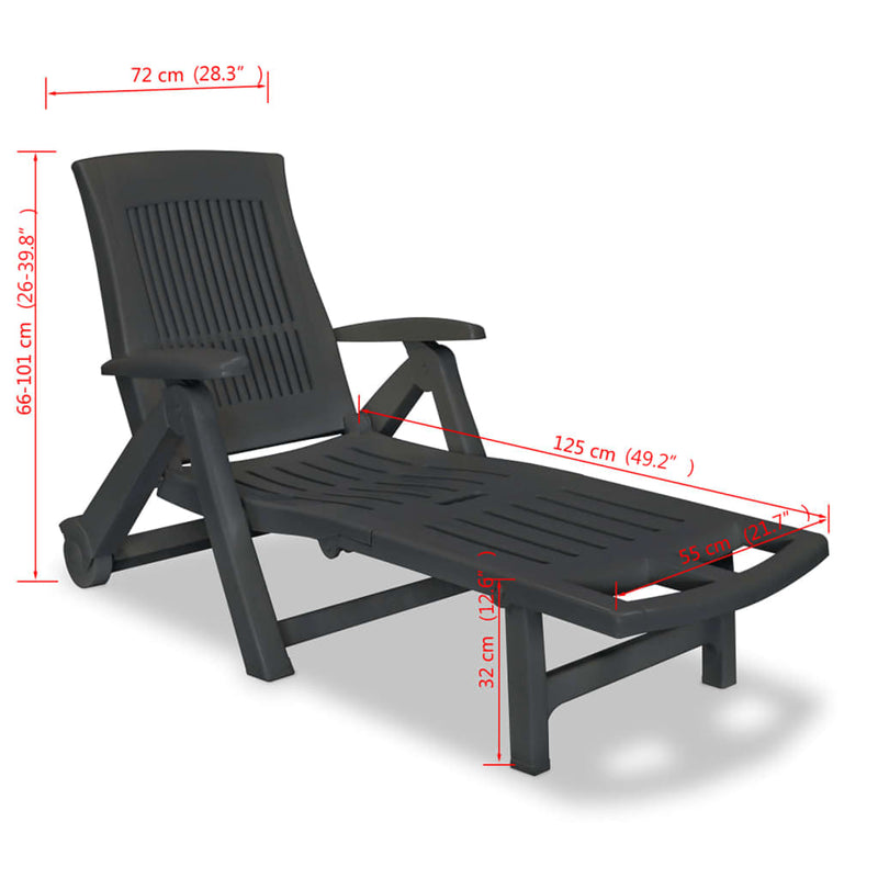 Dealsmate  Sun Lounger with Footrest Plastic Anthracite