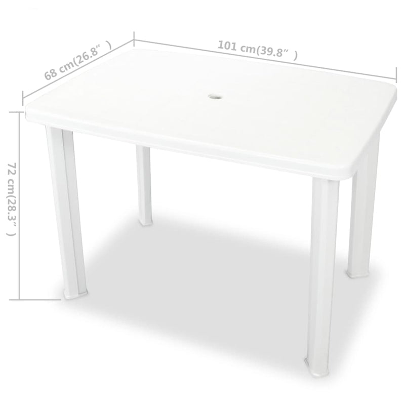 Dealsmate  Garden Table White 101x68x72 cm Plastic