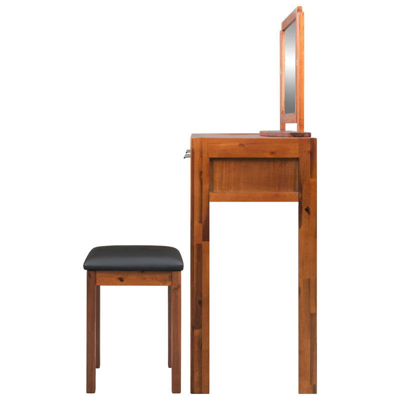 Dealsmate  Dressing Table with Stool and Mirror Solid Acacia Wood