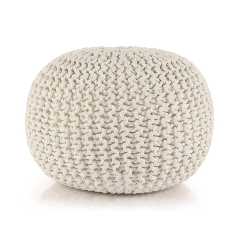 Dealsmate  Hand-Knitted Pouffe Cotton 50x35 cm White