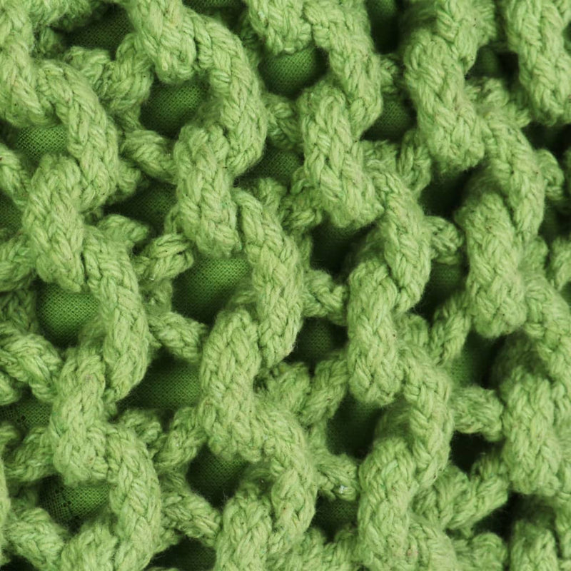 Dealsmate  Hand-Knitted Pouffe Cotton 50x35 cm Green