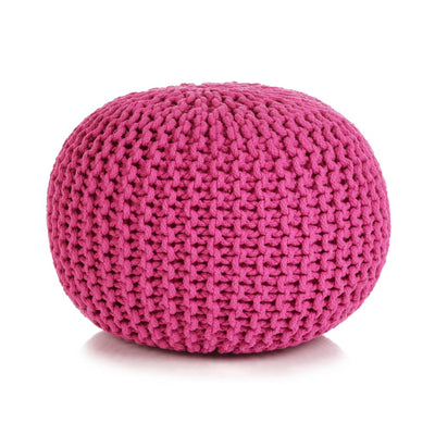 Dealsmate  Hand-Knitted Pouffe Cotton 50x35 cm Pink