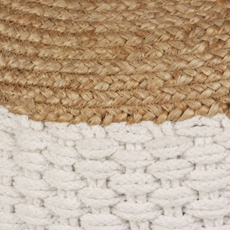 Dealsmate  Woven/Knitted Pouffe Jute Cotton 50x35 cm White