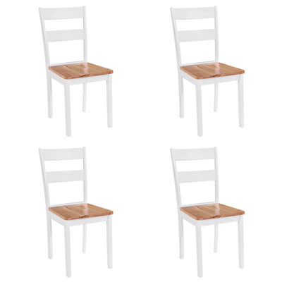 Dealsmate  Dining Chairs 4 pcs White Solid Rubber Wood