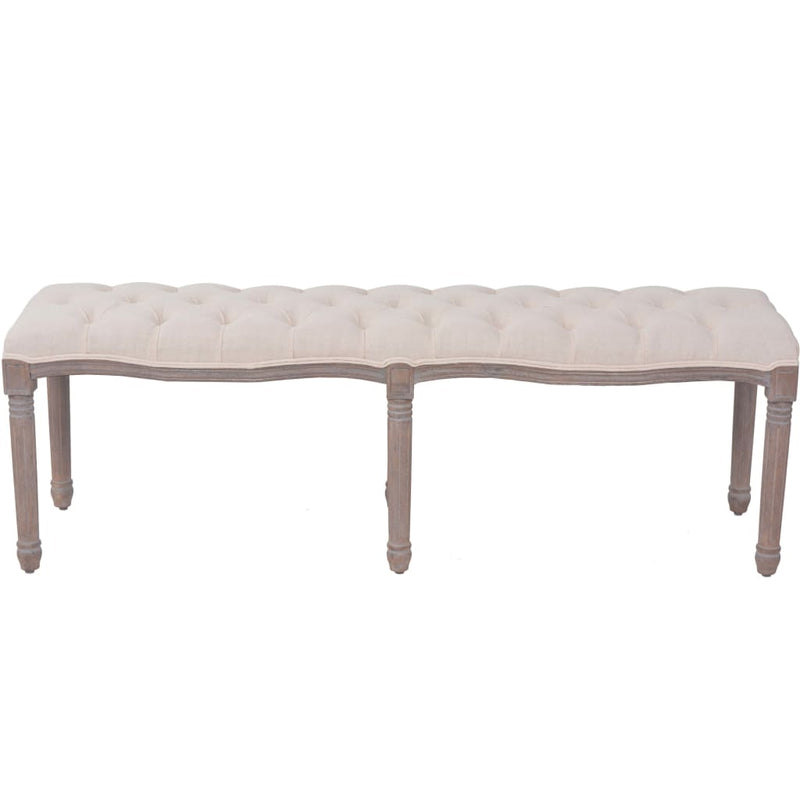 Dealsmate  Bench Linen Solid Wood 150x40x48 cm Cream White