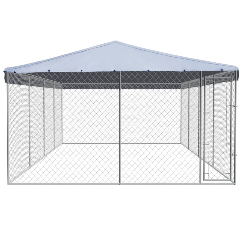 Dealsmate  Outdoor Dog Kennel with Roof Galvanised Steel 8x4x2.4 m