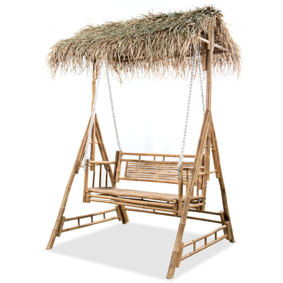 Dealsmate  2-Seater Swing Bench with Palm Leaves Bamboo 202 cm