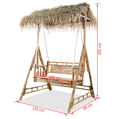 Dealsmate  2-Seater Swing Bench with Palm Leaves Bamboo 202 cm