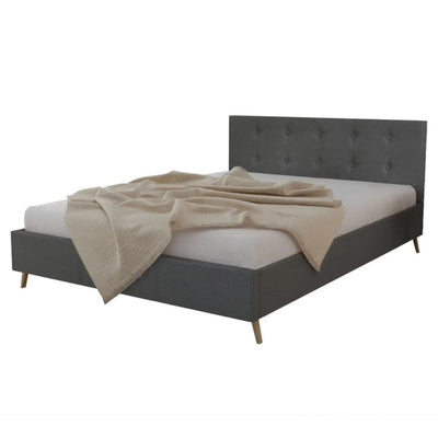 Dealsmate  Bed Frame Dark Grey Fabric Queen Size 