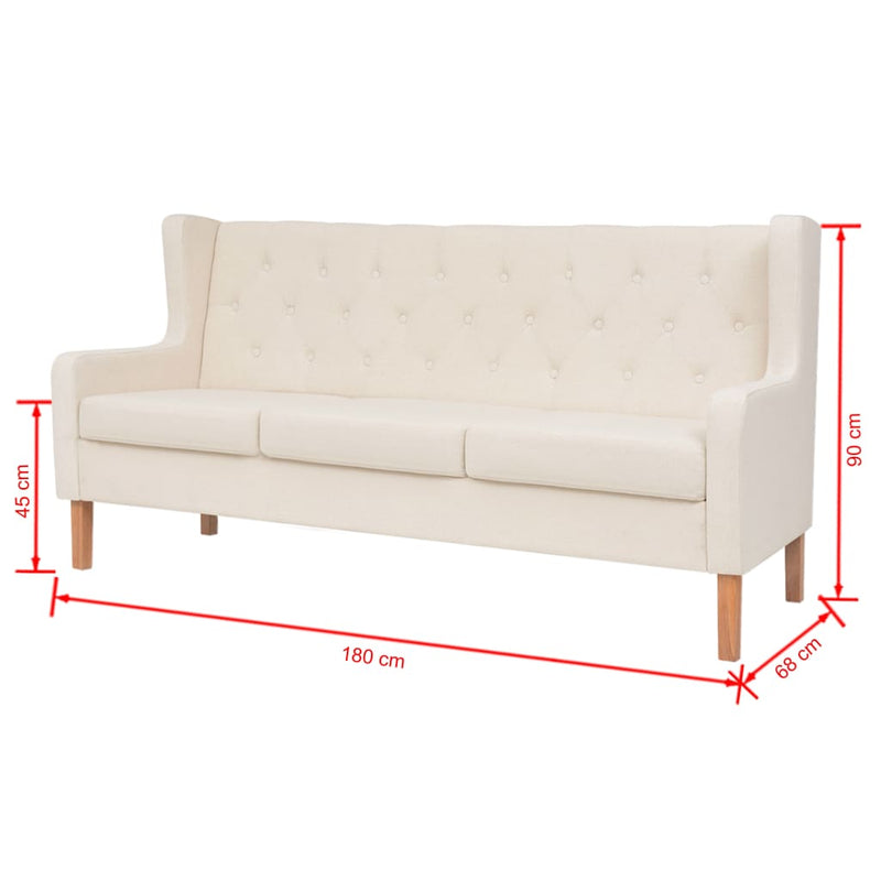 Dealsmate  3-Seater Sofa Fabric Cream White