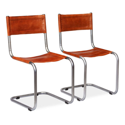 Dealsmate  Dining Chairs 2 pcs Brown Real Leather