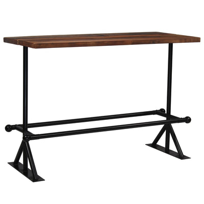 Dealsmate  Bar Table Solid Reclaimed Wood Dark Brown 150x70x107 cm