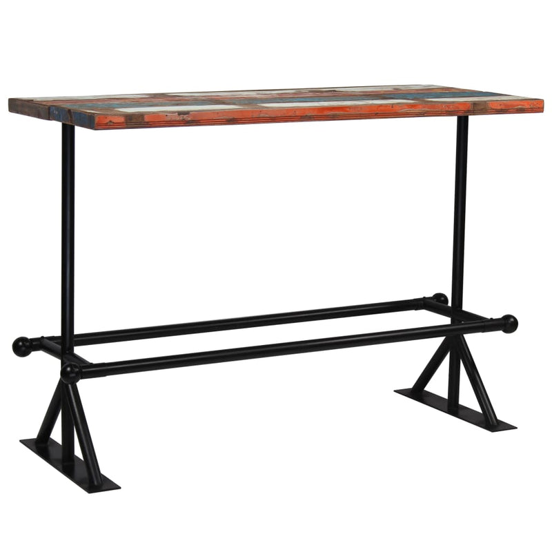 Dealsmate  Bar Table Solid Reclaimed Wood Multicolour 150x70x107 cm