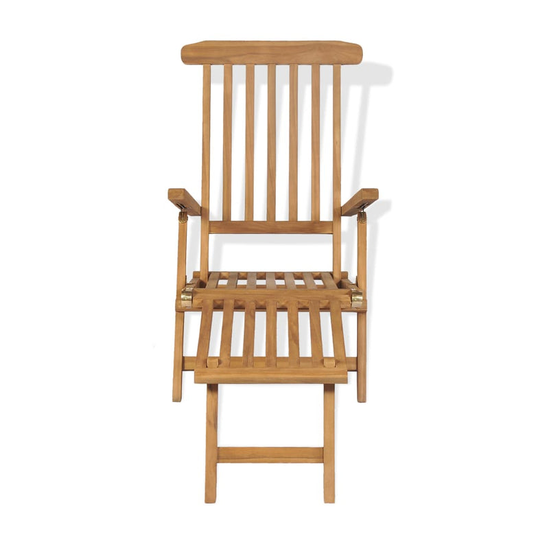 Dealsmate  Deck Chair with Footrest Solid Teak Wood