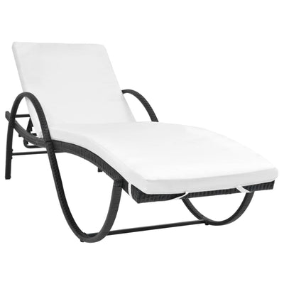 Dealsmate  Sun Loungers 2 pcs with Table Poly Rattan Black (42884+42886)