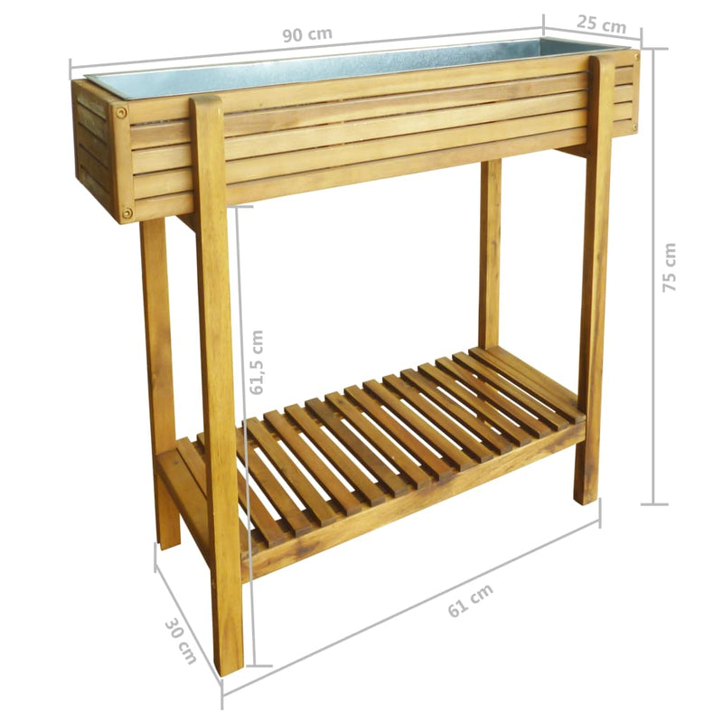 Dealsmate  Raised Garden Raised Bed Solid Acacia Wood and Zinc