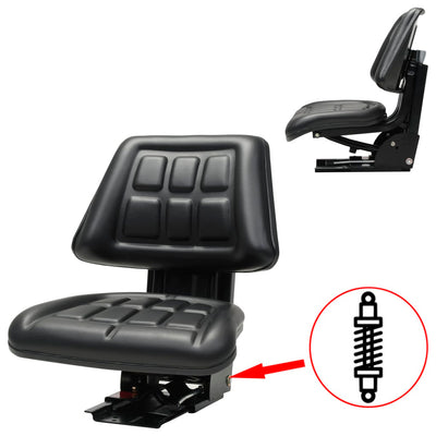 Dealsmate  Tractor Seat with Suspension Black