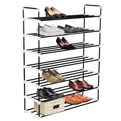 Dealsmate  Shoe Rack with 7 Shelves Metal and Plastic Black