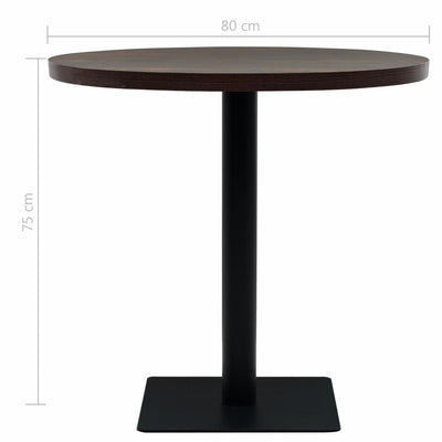 Dealsmate  Bistro Table MDF and Steel Round 80x75 cm Dark Ash