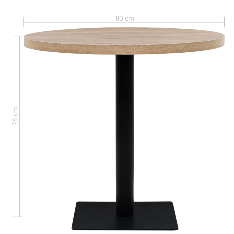 Dealsmate  Bistro Table MDF and Steel Round 80x75 cm Oak Colour
