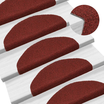 Dealsmate  15 pcs Self-adhesive Stair Mats Needle Punch 65x21x4 cm Red