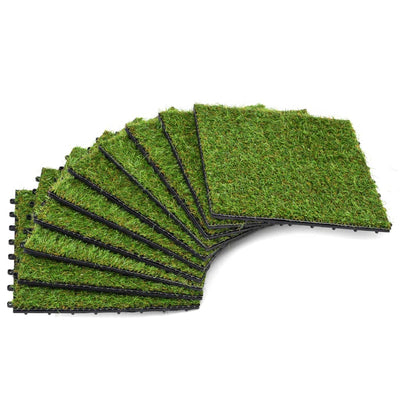 Dealsmate  Artificial Grass Tiles 10 pcs 30x30 cm Green