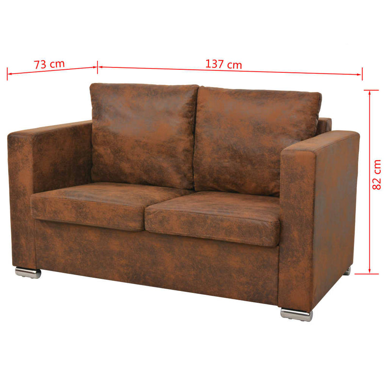 Dealsmate  Sofa Set 2 Pieces Artificial Suede Leather