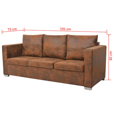 Dealsmate  Sofa Set 2 Pieces Artificial Suede Leather