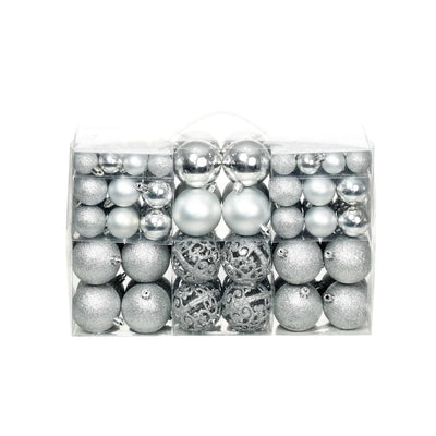 Dealsmate  100 Piece Christmas Ball Set 3/4/6 cm Silver