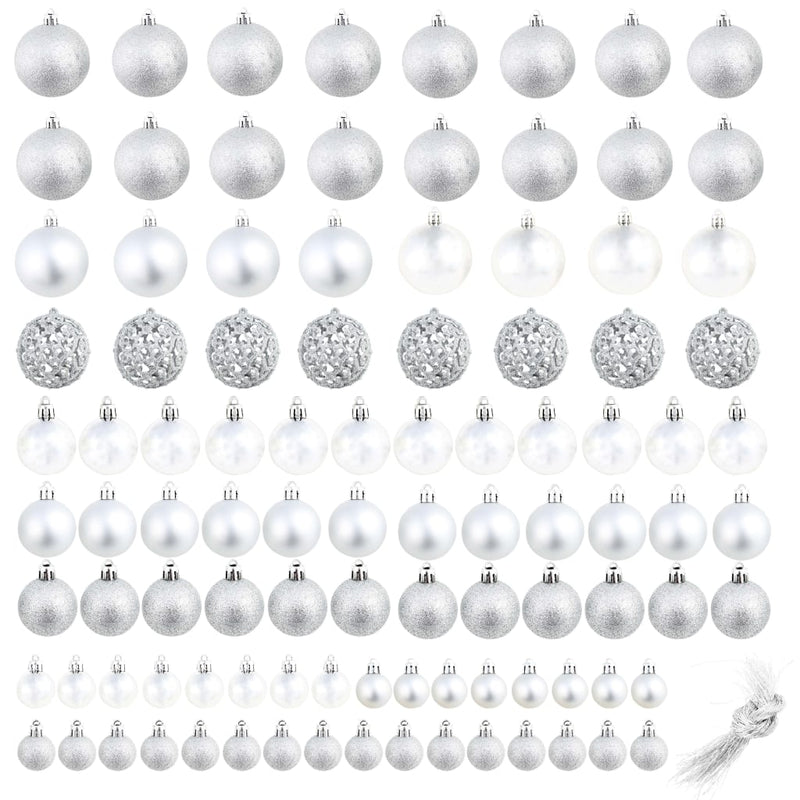 Dealsmate  100 Piece Christmas Ball Set 3/4/6 cm Silver